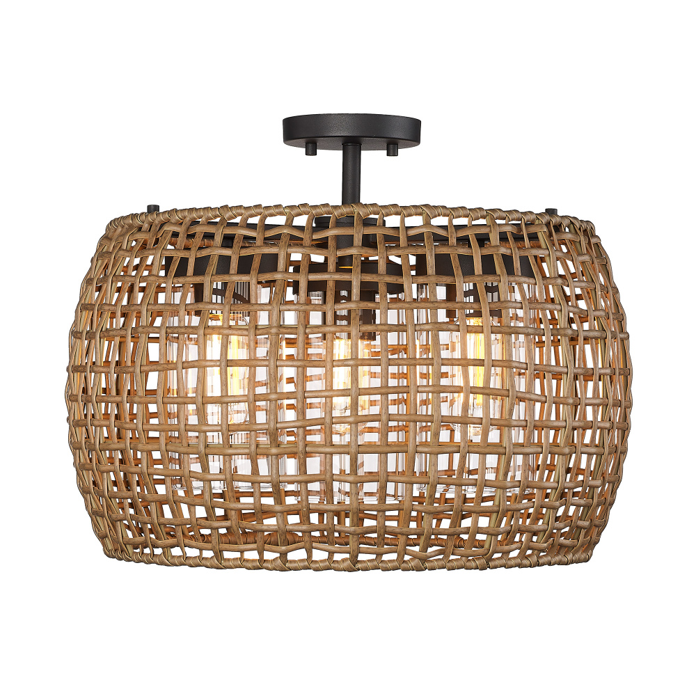 Golden Lighting Piper 3-light Outdoor Ceiling in Natural Black